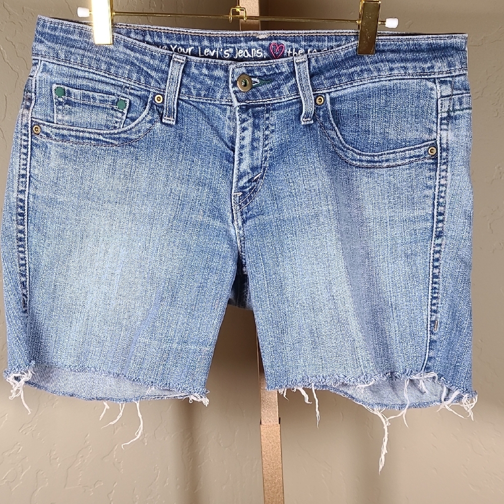 Levi's Light Blue Frayed‎ Hem Y2K Cut Off Jean Shorts